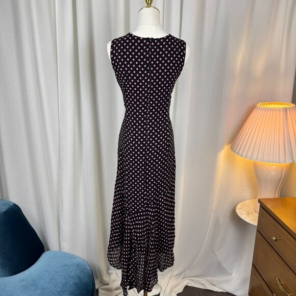 Vintage 90s Polka Dot Bias-Cut Crepe Midi Dress sz Large/12-14 - Picture 7 of 11
